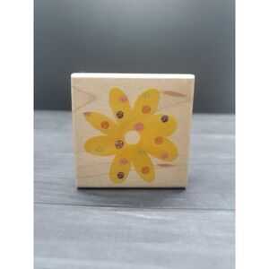 Inkadinkado Polka Dot Flower Blossom Wood Mounted Rubber Stamp